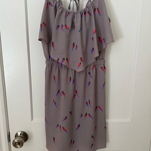 Bird Print Off-Shoulder Dress